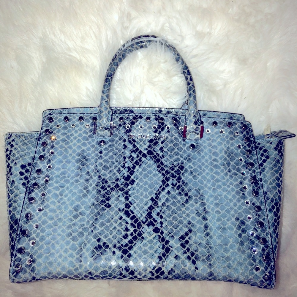 Michael Kors large Selma snake skin embossed.